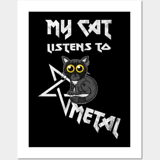 Vintage style - My cat listens to Metal Wall Art by Modern Medieval Design